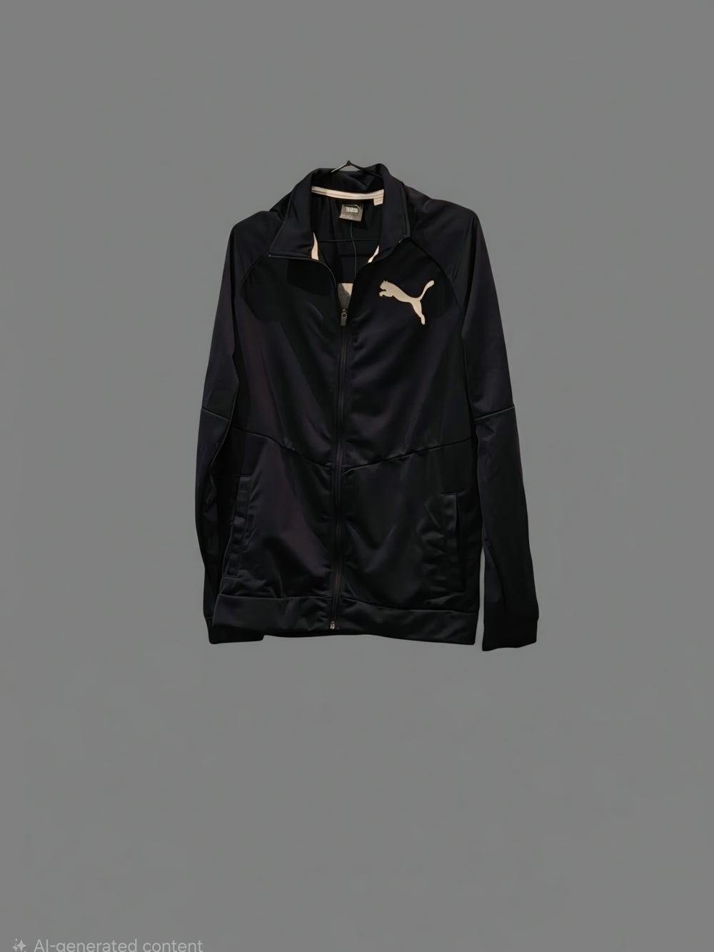 Puma Women's Black Bomber Jacket with Cream Puma Logo